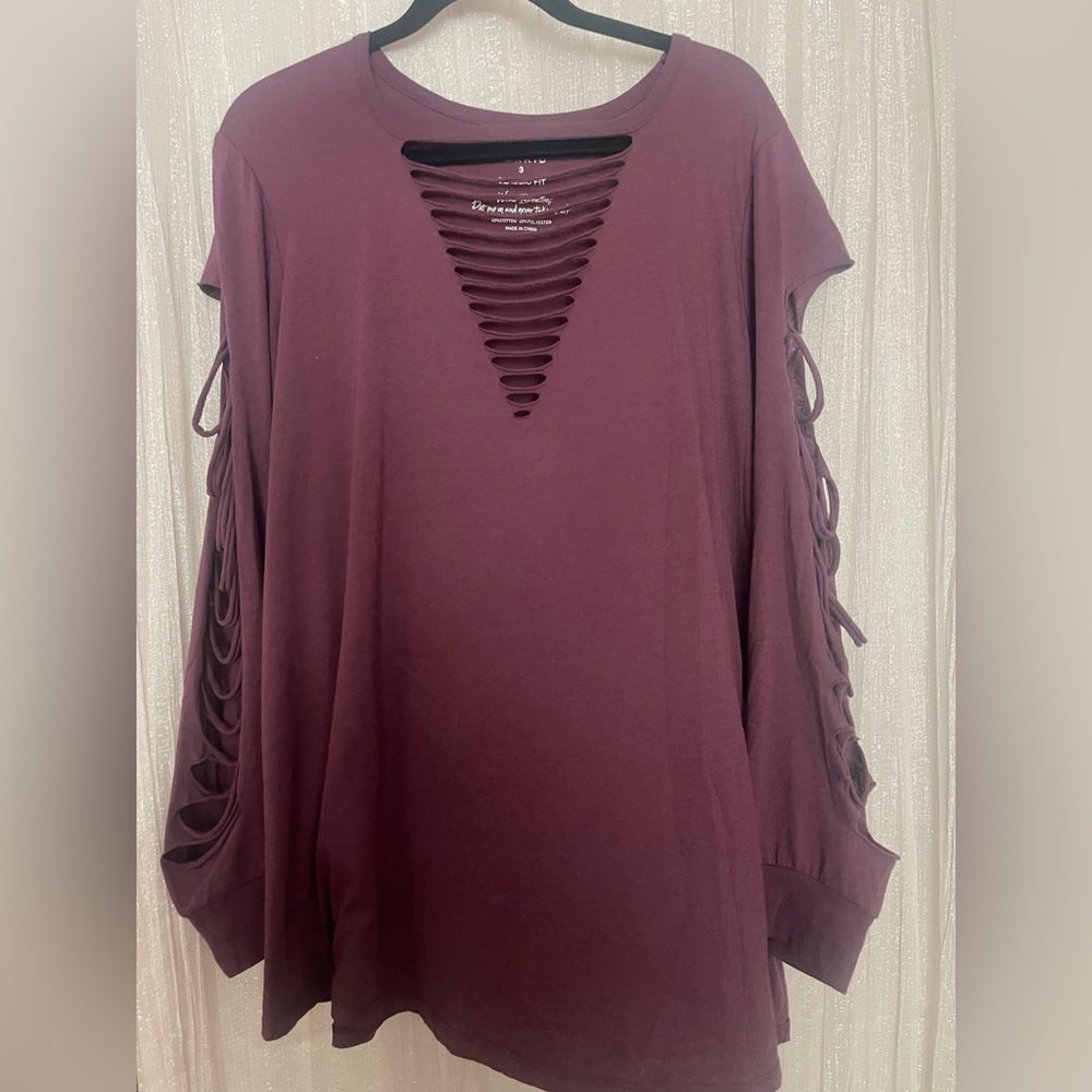torrid Plum Ladder Cutout Long Sleeve Top